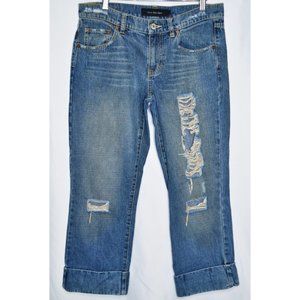 Vintage Calvin Klein Jeans Cropped Distressed & Ripped Denim Cuffed Hem Size 6